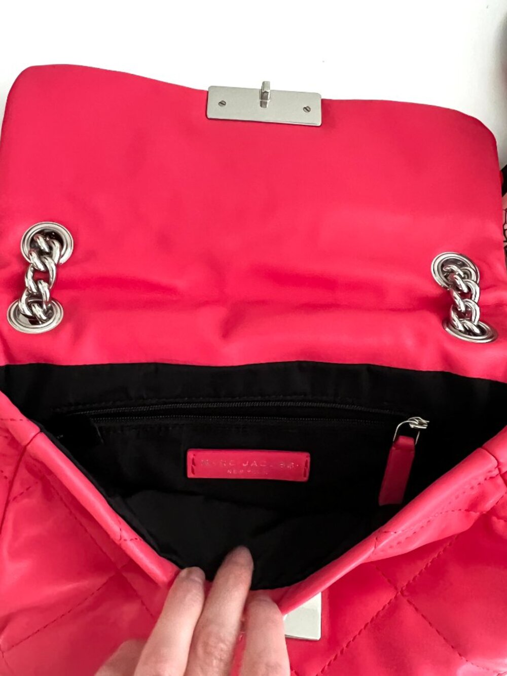 Marc Jacobs Pink Quilted Shoulder Bag with Silver Chain Straps - Picture 6 of 6